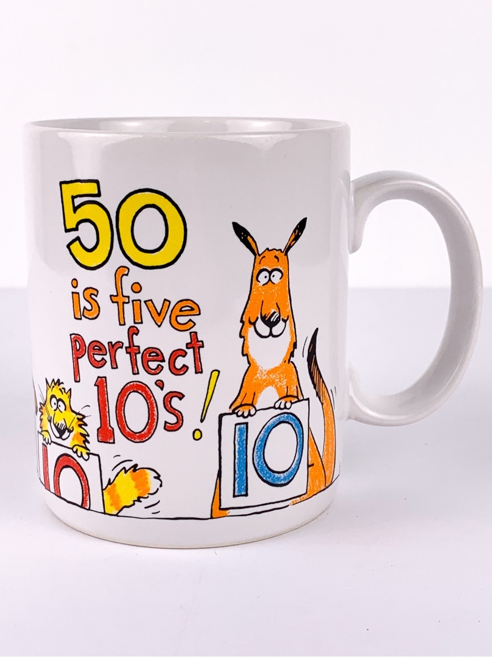 Vtg Shoebox Greetings 50th birthday mug 50 Is Five Perfect 10s vintage Hallmark